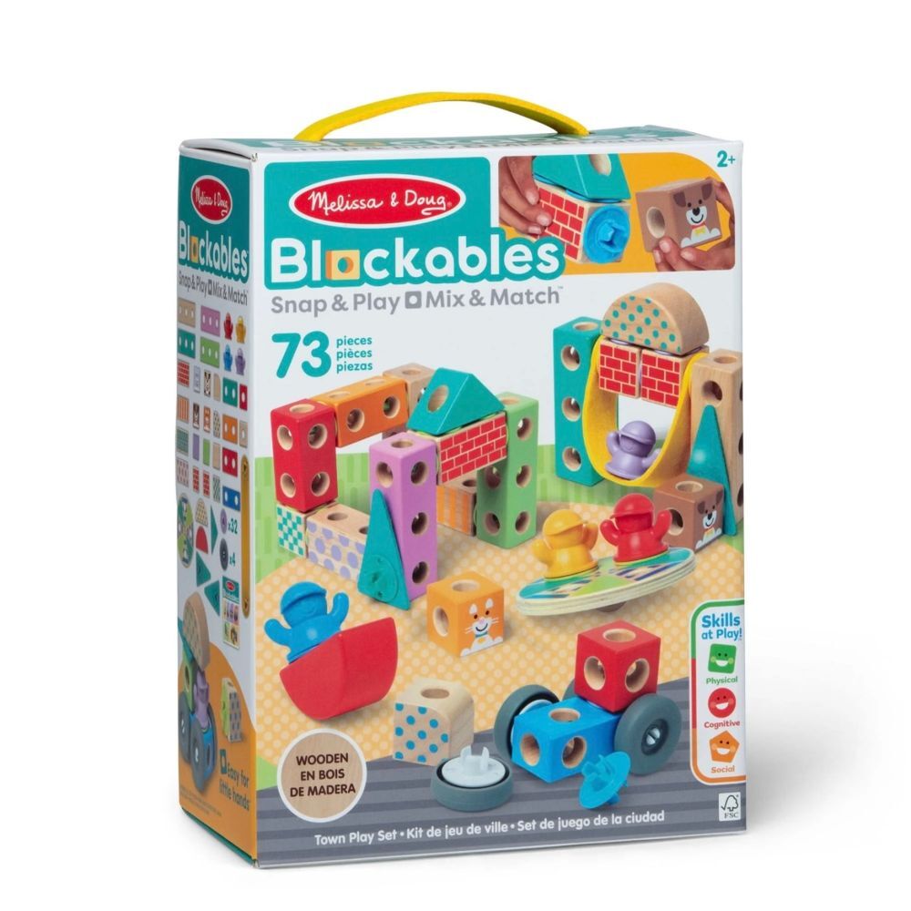 NEW Melissa and Doug Blockables Snap and Play Wooden Blocks 73 Piece Kids toy